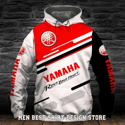 Yamaha Motorcycles White Red Pullover Hoodie