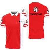 Ford Mustang Red White Split Polo Shirt