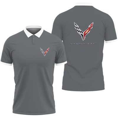 Chevrolet Corvette Gray Polo Shirt