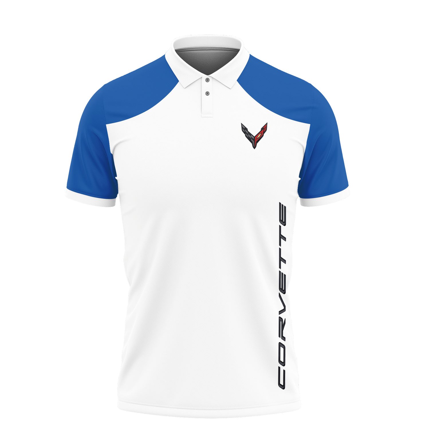 Chevrolet Corvette White Blue Polo Shirt Chevrolet Corvette White Blue Polo Shirt