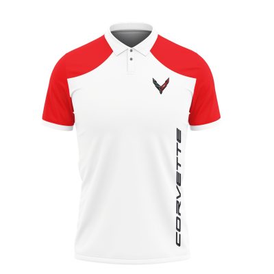Chevrolet Corvette White Red Polo Shirt
