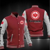 Eintracht Frankfurt Maroon White Baseball Jacket