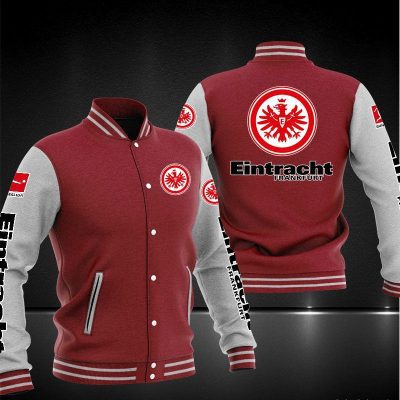 Eintracht Frankfurt Maroon White Baseball Jacket