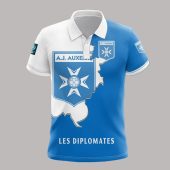 AJ Auxerre Blue White Polo Shirt V2