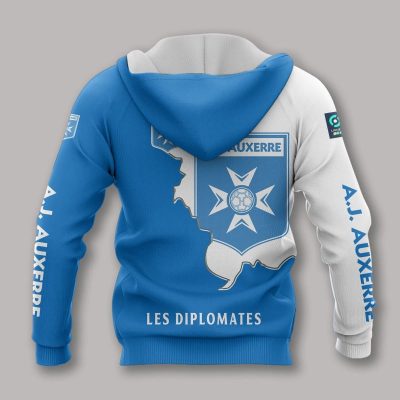 AJ Auxerre Blue White Pullover Hoodie V3