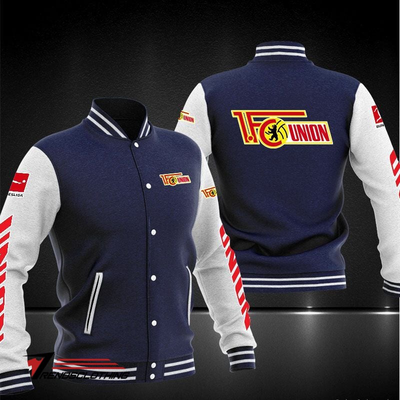 1. FC Union Berlin Dark Blue White Baseball Jacket 1. FC Union Berlin Dark Blue White Baseball Jacket