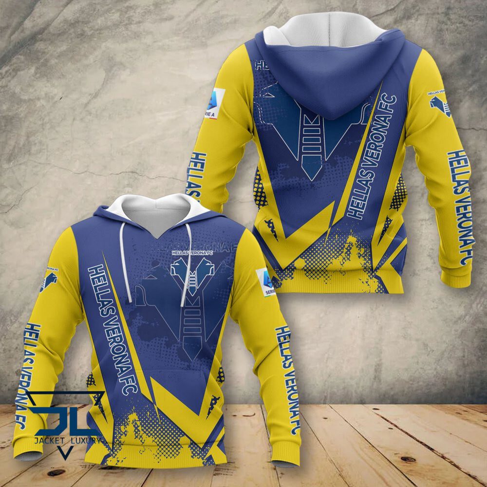 Hellas Verona FC Blue Yellow Pullover Hoodie V2 Hellas Verona FC Blue Yellow Pullover Hoodie V2