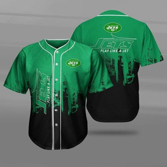 NFL New York Jets Green Black Baseball Jersey V2 NFL New York Jets Green Black Baseball Jersey V2