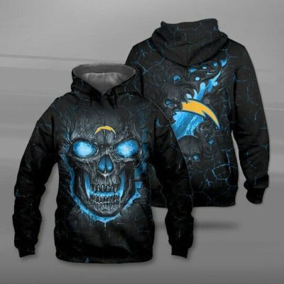 NFL Los Angeles Chargers Skull Black Pullover Hoodie
