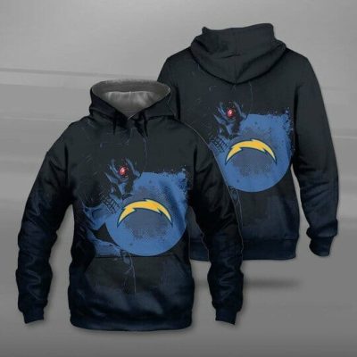 NFL Los Angeles Chargers Gold Blue Skull Pullover Hoodie