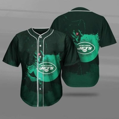 NFL New York Jets Green Skull Baseball Jersey