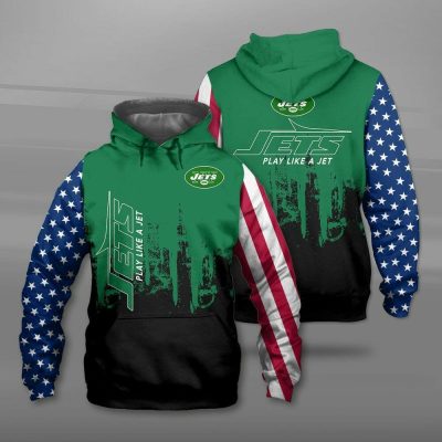 NFL New York Jets Green Black Pullover Hoodie V3