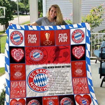 Bayern Munich Red White Mia San Mia Quilt Blanket