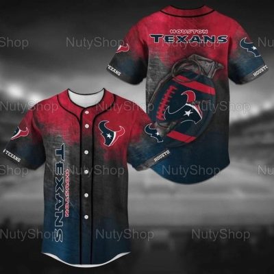 NFL Houston Texans Red Blue Baseball Jersey V8