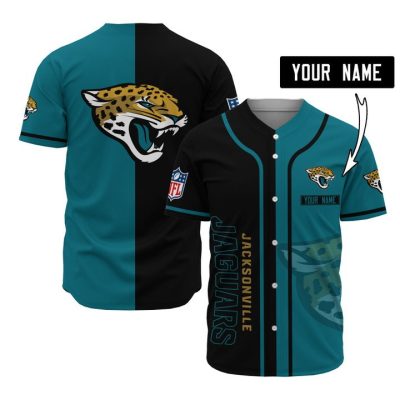 NFL Jacksonville Jaguars Custom Name Black Teal Baseball Jersey