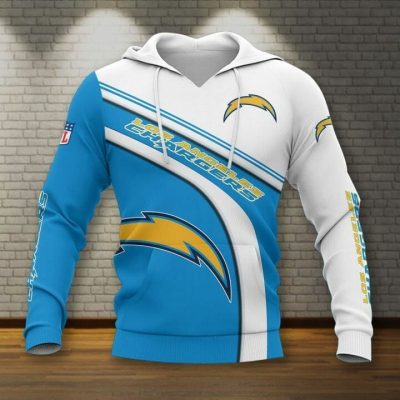 NFL Los Angeles Chargers Blue White Pullover Hoodie V2