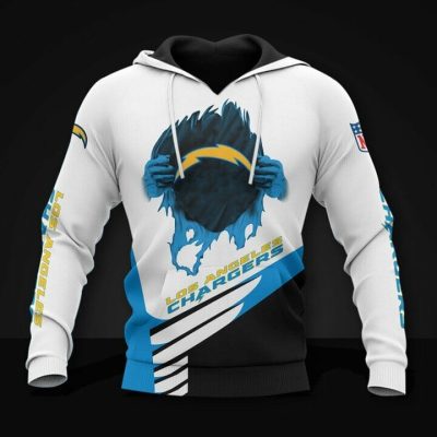 NFL Los Angeles Chargers White Blue Pullover Hoodie