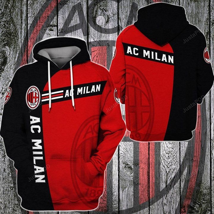AC Milan Red Black Pullover Hoodie AC Milan Red Black Pullover Hoodie