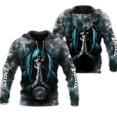 NFL Philadelphia Eagles Skull Smoke Pullover Hoodie