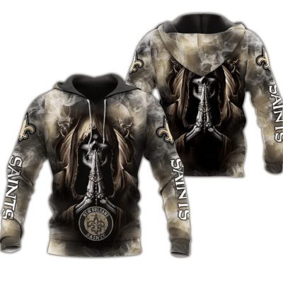 NFL New Orleans Saints Skull Background Smoke Pullover Hoodie