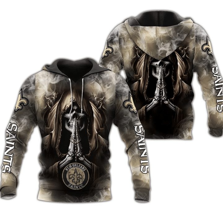 NFL New Orleans Saints Skull Background Smoke Pullover Hoodie NFL New Orleans Saints Skull Background Smoke Pullover Hoodie
