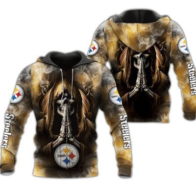 NFL Pittsburgh Steelers Skull Background Smoke Pullover Hoodie