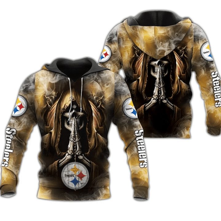 NFL Pittsburgh Steelers Skull Background Smoke Pullover Hoodie NFL Pittsburgh Steelers Skull Background Smoke Pullover Hoodie