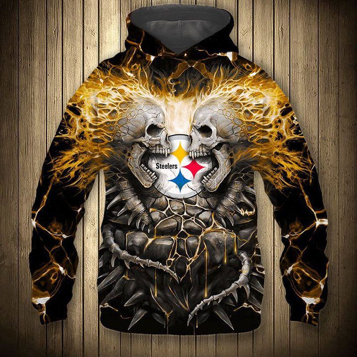 NFL Pittsburgh Steelers Skull Halloween Stone Pullover Hoodie NFL Pittsburgh Steelers Skull Halloween Stone Pullover Hoodie