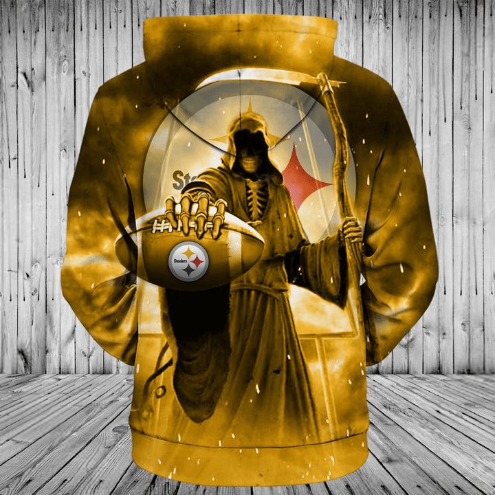 NFL Pittsburgh Steelers Death Skull Rugby Ball Pullover Hoodie NFL Pittsburgh Steelers Death Skull Rugby Ball Pullover Hoodie