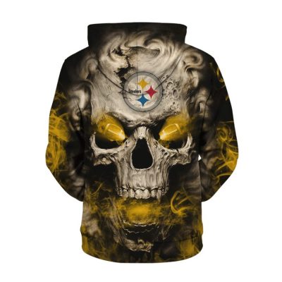 NFL Pittsburgh Steelers Eye Rugby Ball Skull Pullover Hoodie