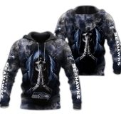 NFL Seattle Seahawks Skull Smoke Pullover Hoodie