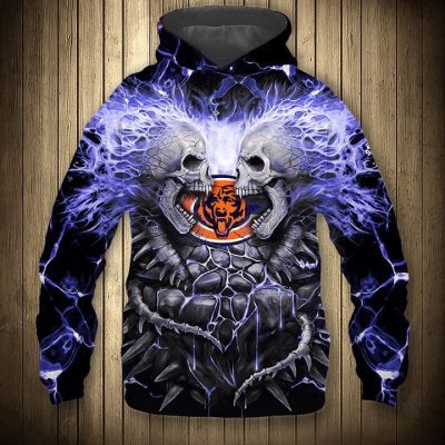 NFL Chicago Bears Electric Skull Halloween Pullover Hoodie