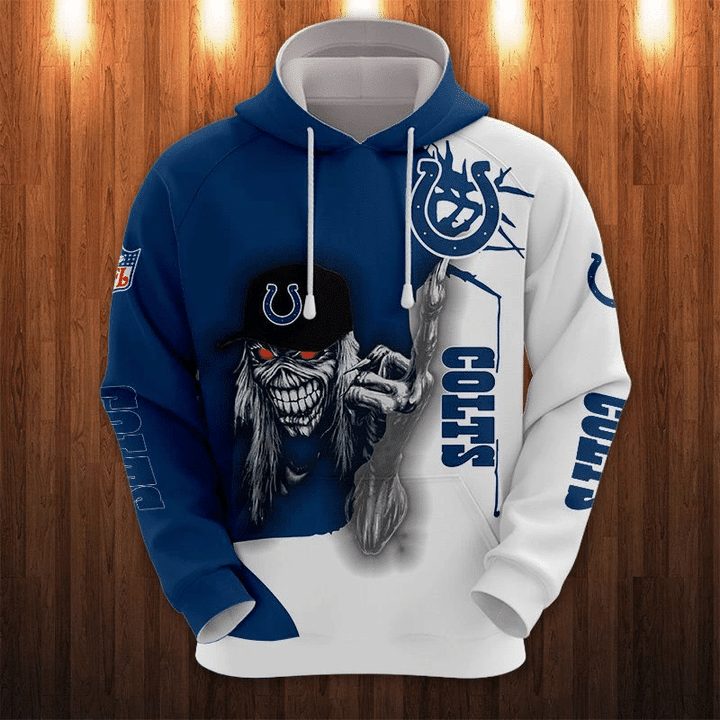 NFL Indianapolis Colts Halloween Iron Maiden Pullover Hoodie NFL Indianapolis Colts Halloween Iron Maiden Pullover Hoodie