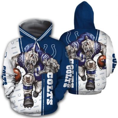 NFL Indianapolis Colts Blue White Mascot Pullover Hoodie