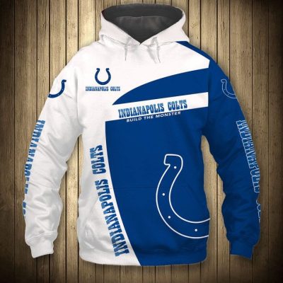 NFL Indianapolis Colts White Blue Pullover Hoodie V2