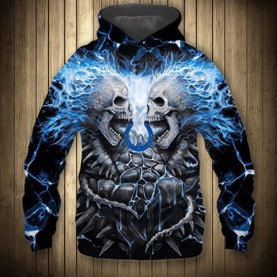NFL Indianapolis Colts Skull Black Pullover Hoodie