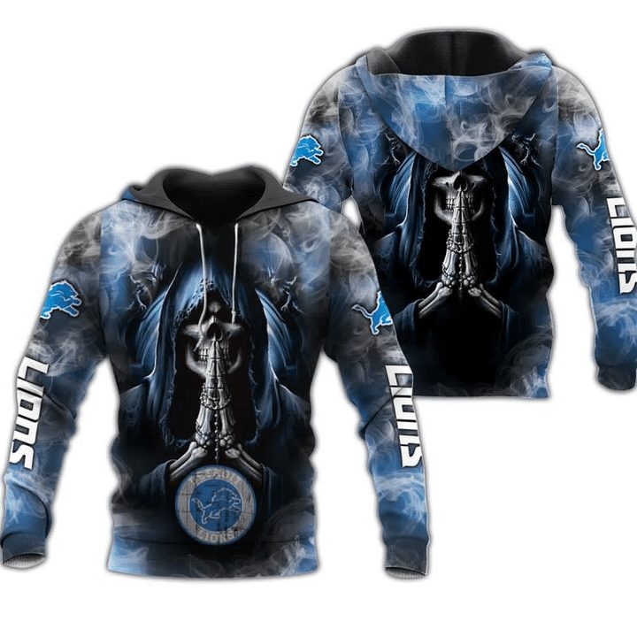NFL Detroit Lions Skull Smoke Pullover Hoodie NFL Detroit Lions Skull Smoke Pullover Hoodie