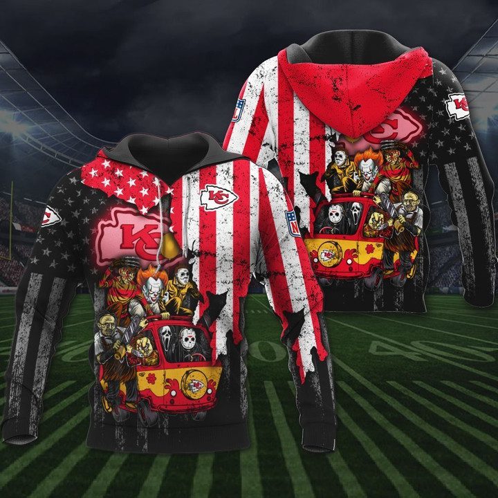 NFL Kansas City Chiefs Red Black Halloween Pullover Hoodie NFL Kansas City Chiefs Red Black Halloween Pullover Hoodie