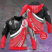 NFL Kansas City Chiefs Custom Name Red Black Pullover Hoodie
