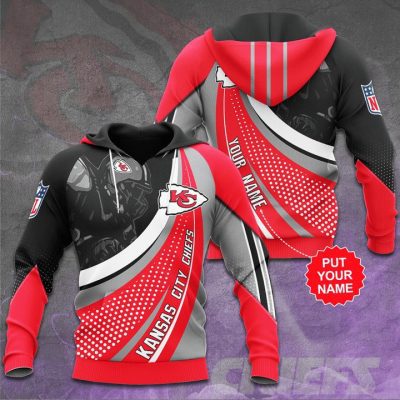 NFL Kansas City Chiefs Custom Name Red Black Pullover Hoodie