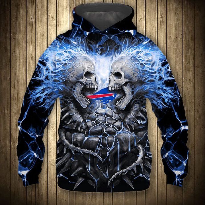 NFL Buffalo Bills Skull Stone Fighting Pullover Hoodie NFL Buffalo Bills Skull Stone Fighting Pullover Hoodie