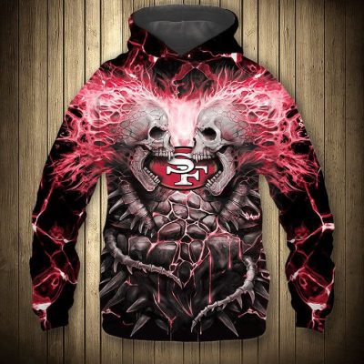 NFL San Francisco 49ers Skull Stone Fighting Pullover Hoodie