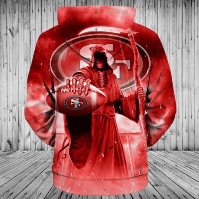 NFL San Francisco 49ers Death Skull Red Pullover Hoodie