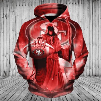 NFL San Francisco 49ers Death Skull Red Pullover Hoodie