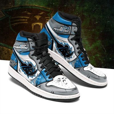 NFL Carolina Panthers Grey Blue Air Jordan 1 High Sneakers