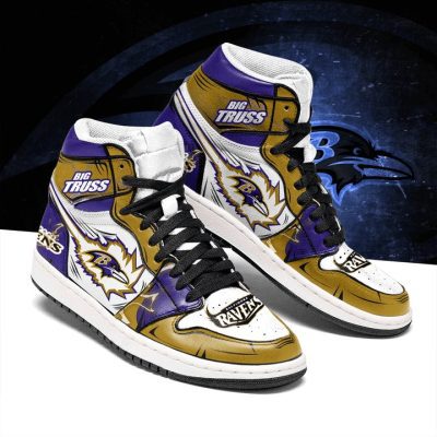 NFL Baltimore Ravens Gold Purple Air Jordan 1 High Sneakers