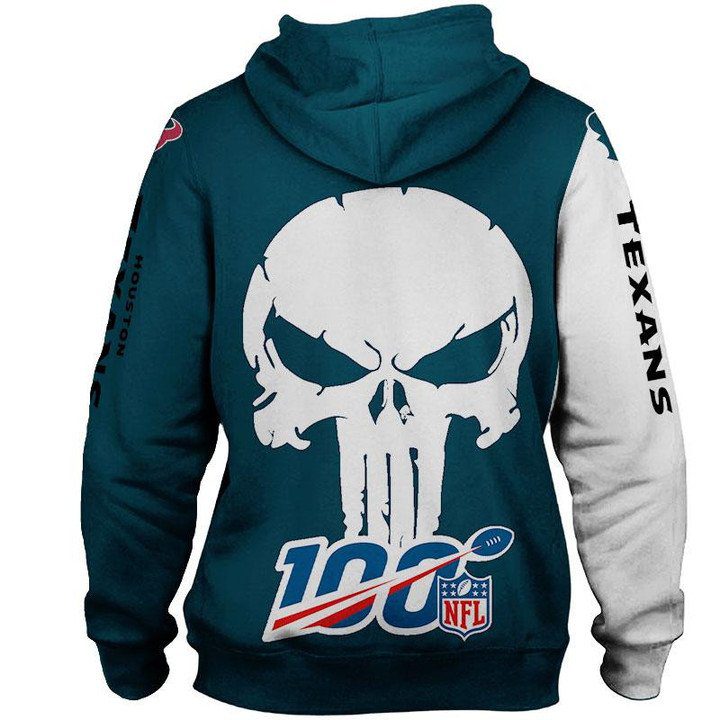 NFL Houston Texans Blue Punisher Skull Pullover Hoodie NFL Houston Texans Blue Punisher Skull Pullover Hoodie