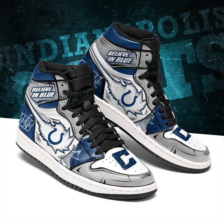 NFL Indianapolis Colts Grey White Air Jordan 1 High Sneakers NFL Indianapolis Colts Grey White Air Jordan 1 High Sneakers