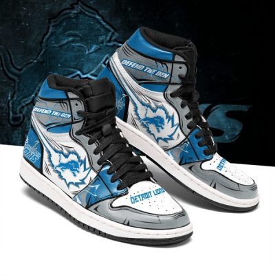 NFL Detroit Lions Silver Blue Air Jordan 1 High Sneakers