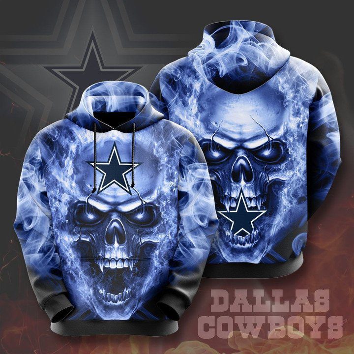 NFL Dallas Cowboys Skull Light Blue Burning Smoke Pullover Hoodie NFL Dallas Cowboys Skull Light Blue Burning Smoke Pullover Hoodie
